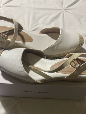 Dream Pairs White Espadrille Slingback Sandals with Tan Straps